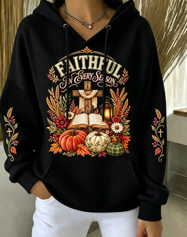 Women'S Autumn Faith Printed Hooded Sweatshirt