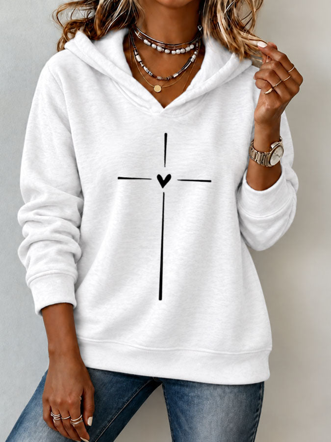 Women'S Cross Printed Hoodie