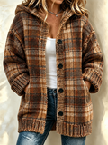 Women's Retro Checkered Knitted Cardigan