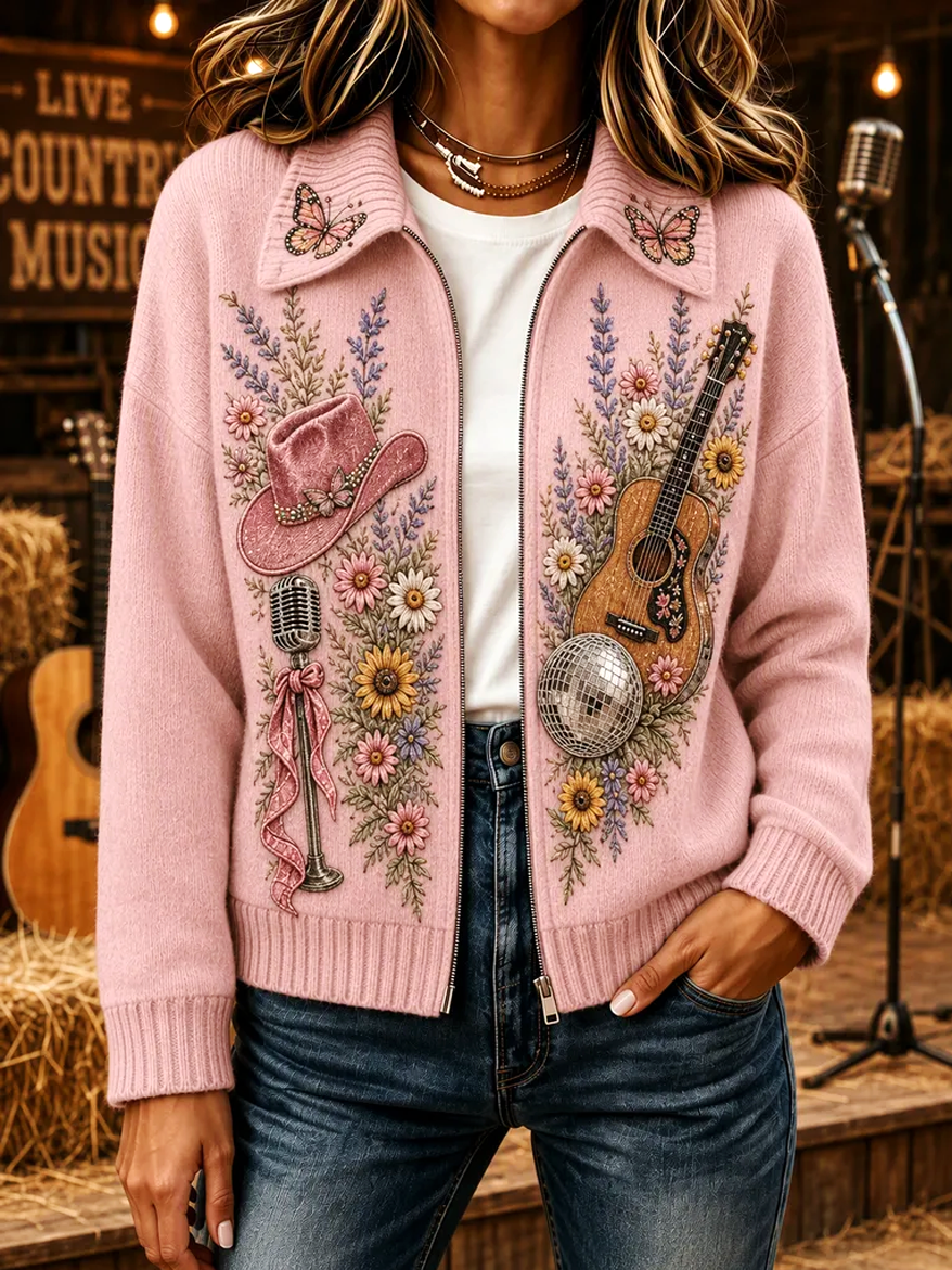 Women's Vintage Butterfly Print Cardigan