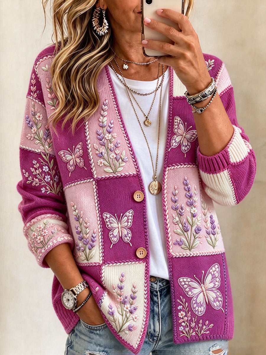Women's Patchwork Art Knitted Cardigan