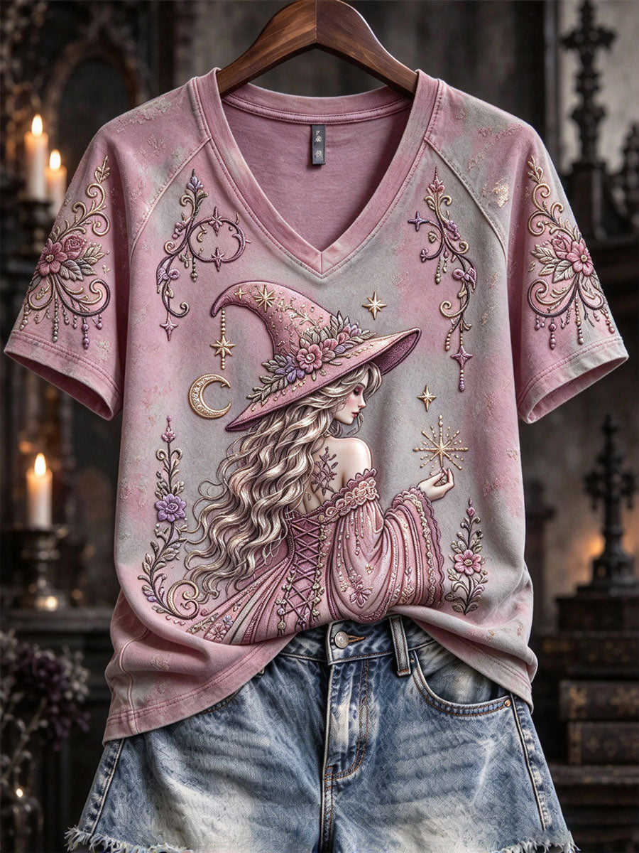 Women'S Halloween Witch V-Neck T-Shirt