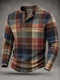 Men'S Western Style Block Printed Waffle Top