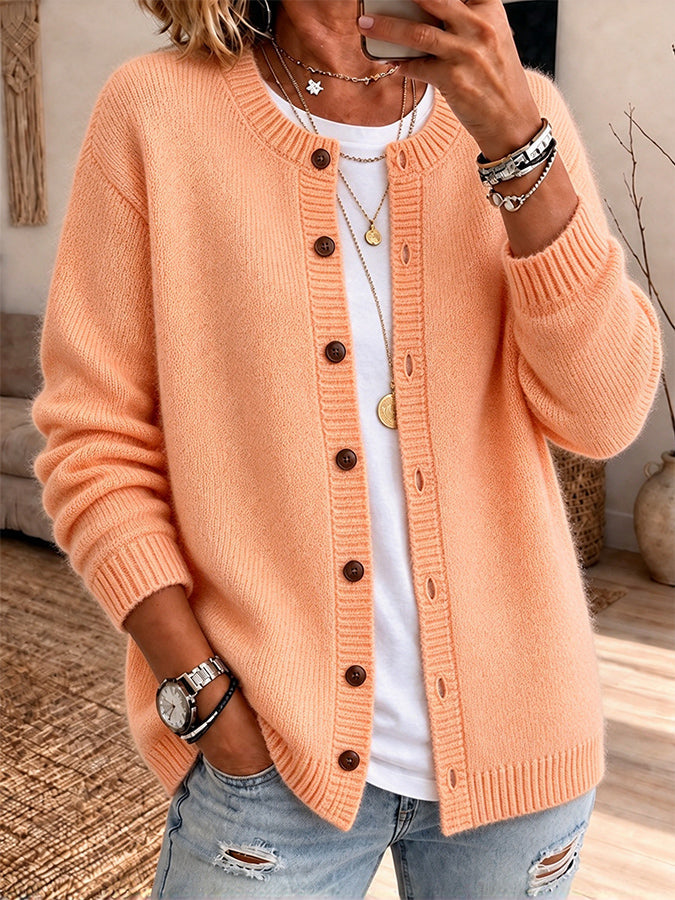 Women'S Solid Color Printed Casual Cardigan