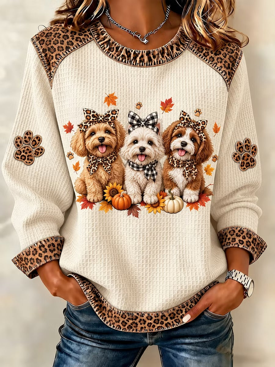 Women's Autumn Fun Dog Print Casual Sweatshirt