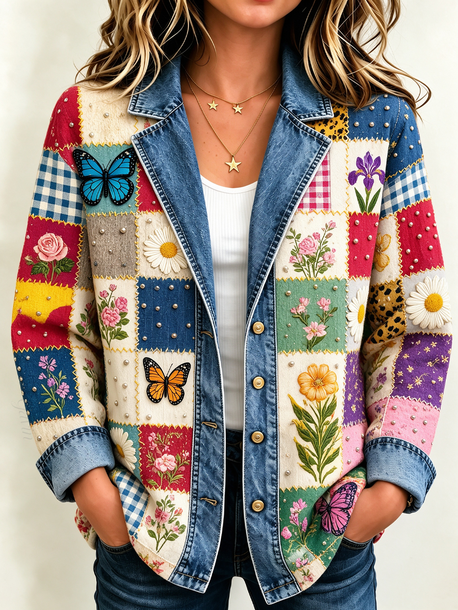 Women's Patchwork Art Knitted Cardigan