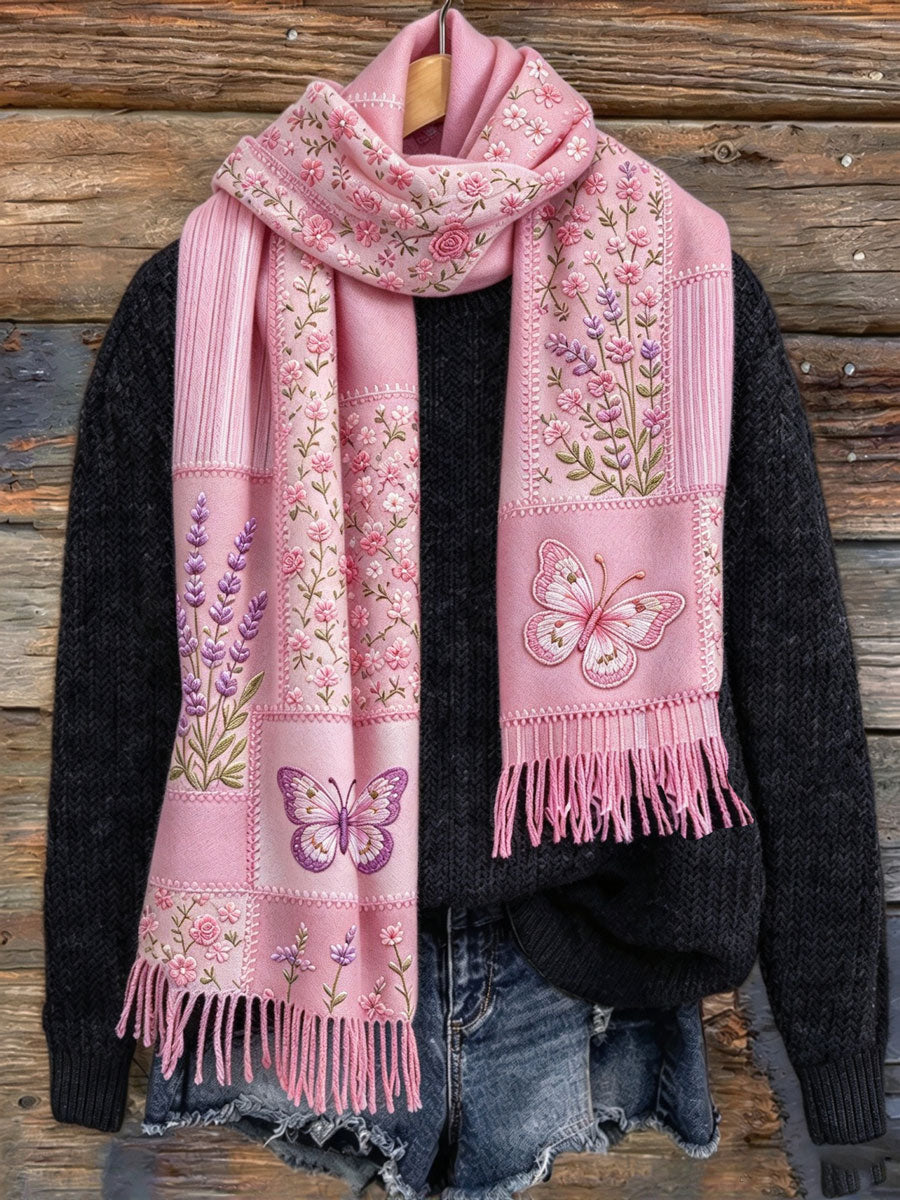 Women's Vintage Floral Patchwork-Themed Casual Knit Scarf