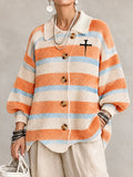Women'S Striped Printed Casual Sweater