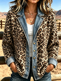 Women'S Retro Leopard Print Patchwork Jacket