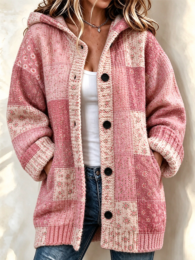 Women's Tennessee Country-Style Patchwork Knitted Cardigan