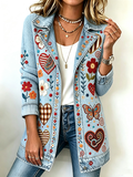 Women's Patchwork Art Denim Collar Jacket