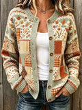 Women'S Floral Printed Knitted Cardigan Top