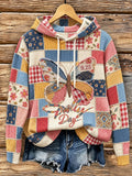 Women's Patchwork Art knitted hooded