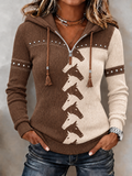 Women'S Western Horse Printed Zipper Hoodie