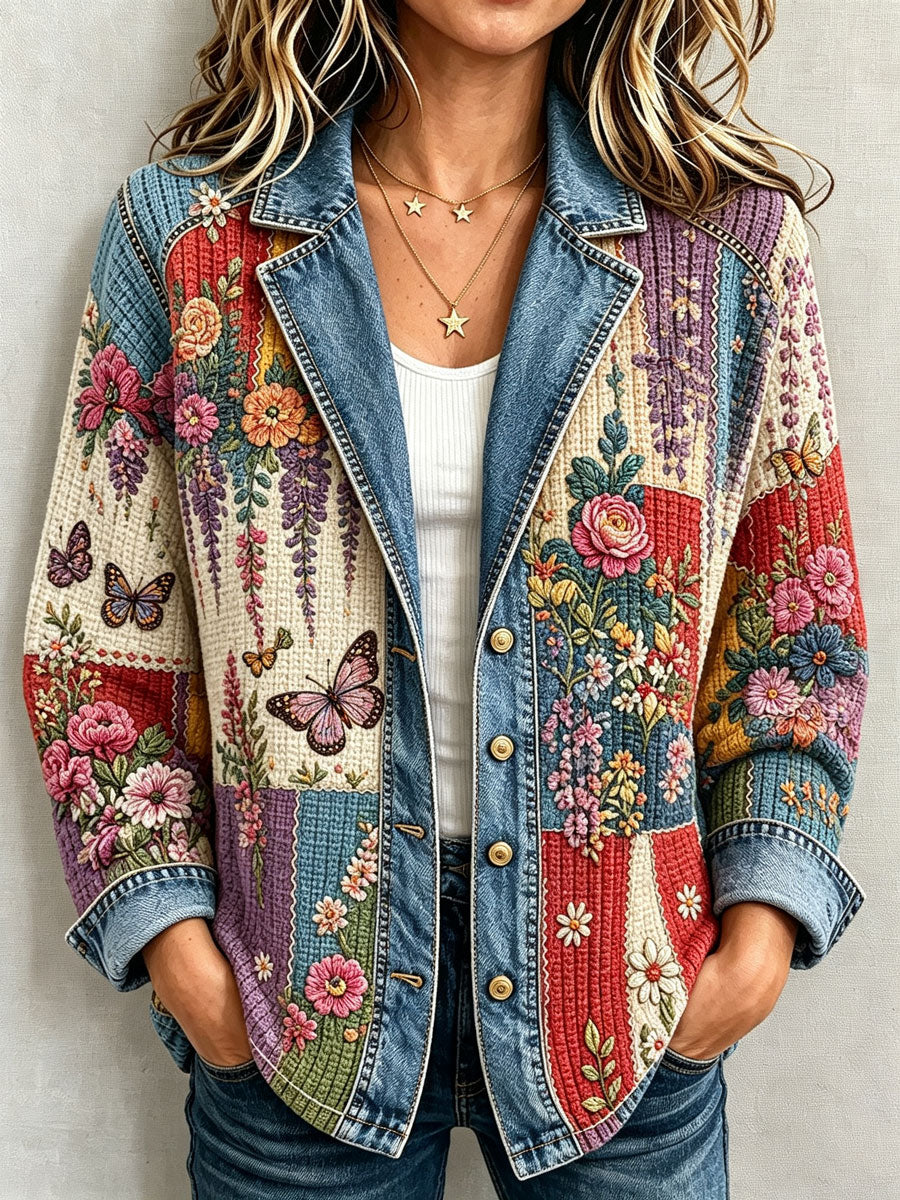 Women's Patchwork Art Knitted Cardigan
