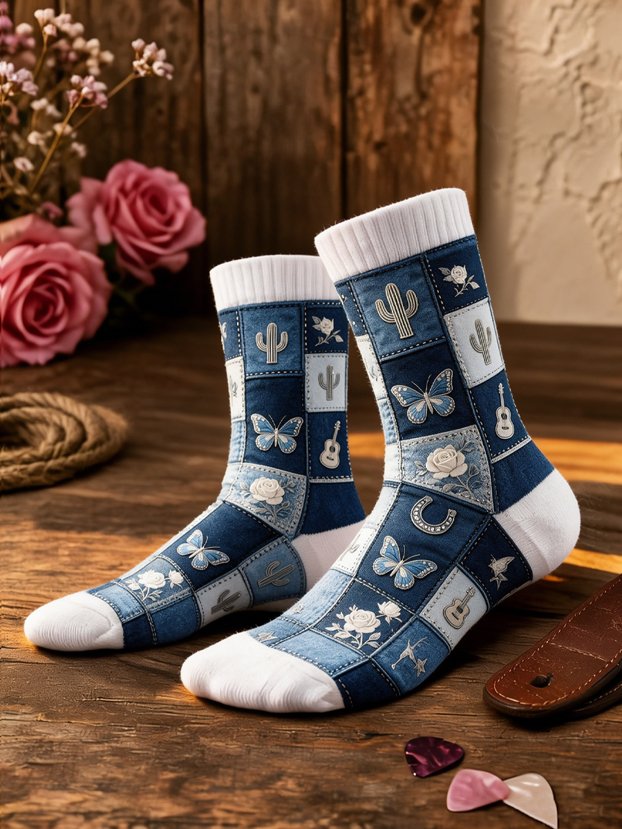 Women'S Floral Pattern Printed Socks
