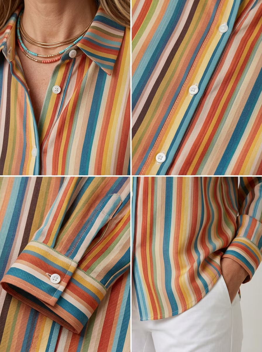 Women'S  Casual  Print Lapel Long Sleeve Shirt