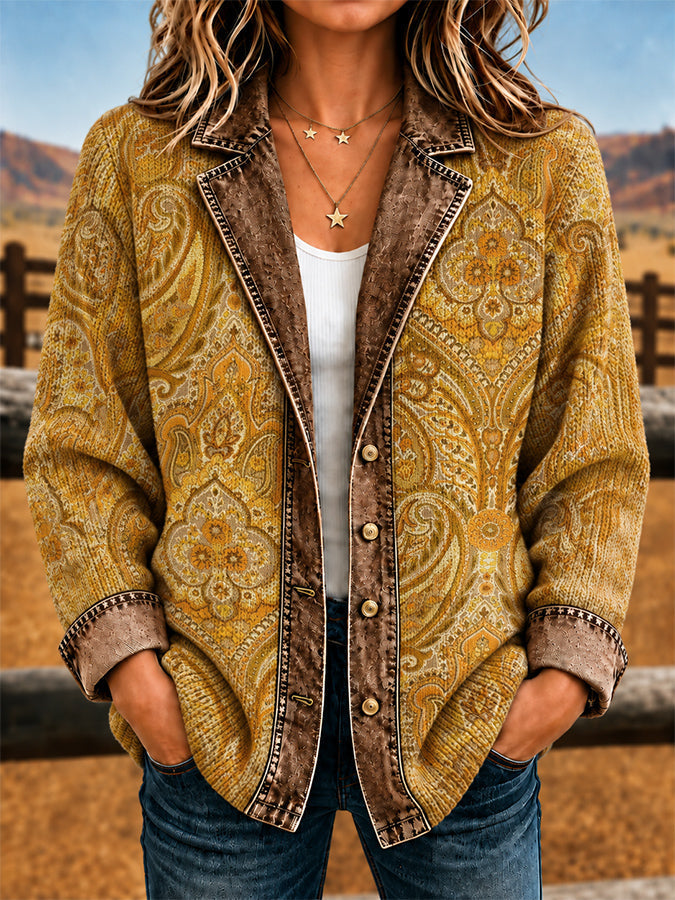 Women's retro Western floral print jacket