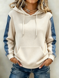 Women's Retro Cowboy Patchwork Waffle Hoodie