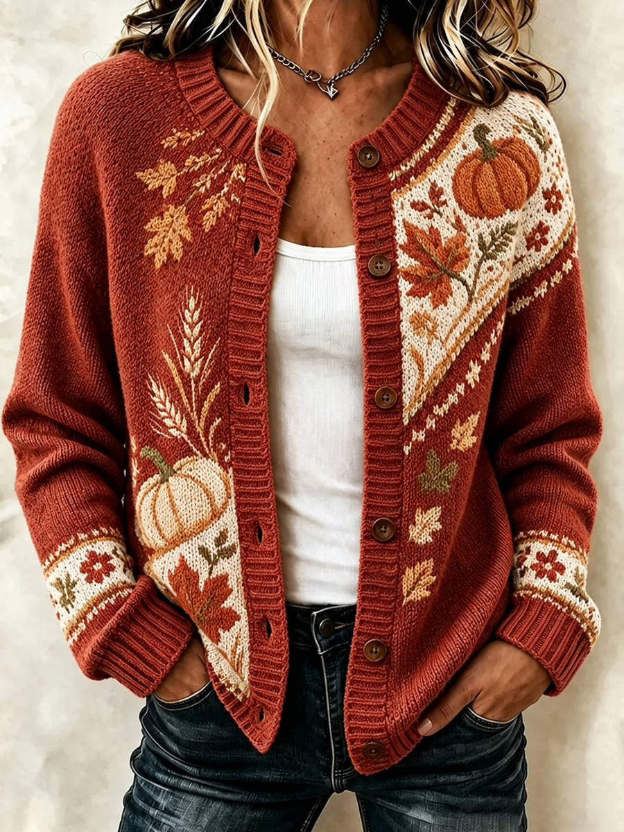 Women'S Comfortable Seasonal Printed Casual Cardigan