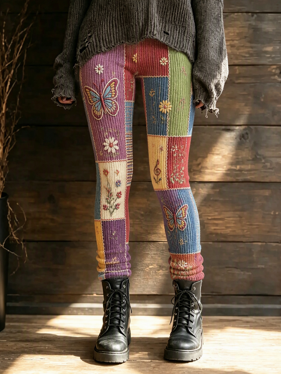 Women's Retro  Butterfly Pattern Printed Leggings