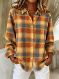 Women'S  Casual  Print Lapel Long Sleeve Shirt
