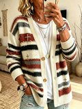 Women's Retro Striped Faith Cross Cardigan
