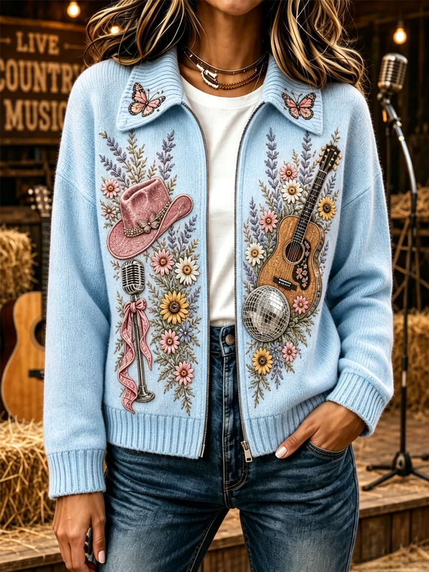 Women's Vintage Butterfly Print Cardigan