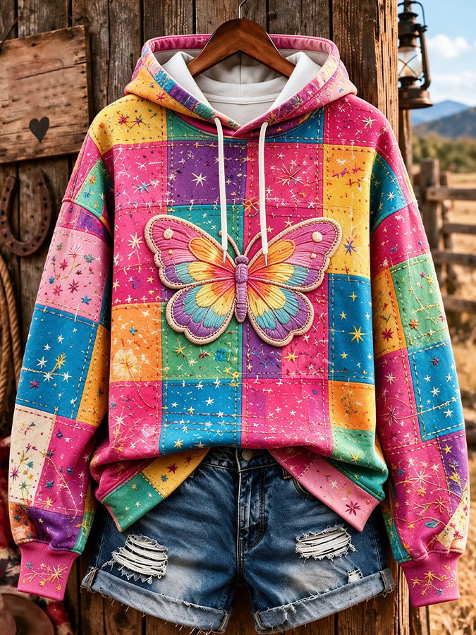 Women's Floral Butterfly Print Hoodie
