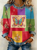 Women's Butterfly Design Art Printed Casual Sweatshirt