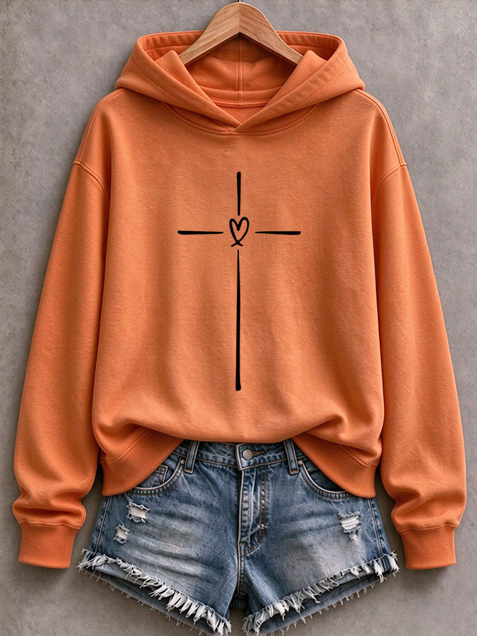 Women'S Cross Printed Hoodie