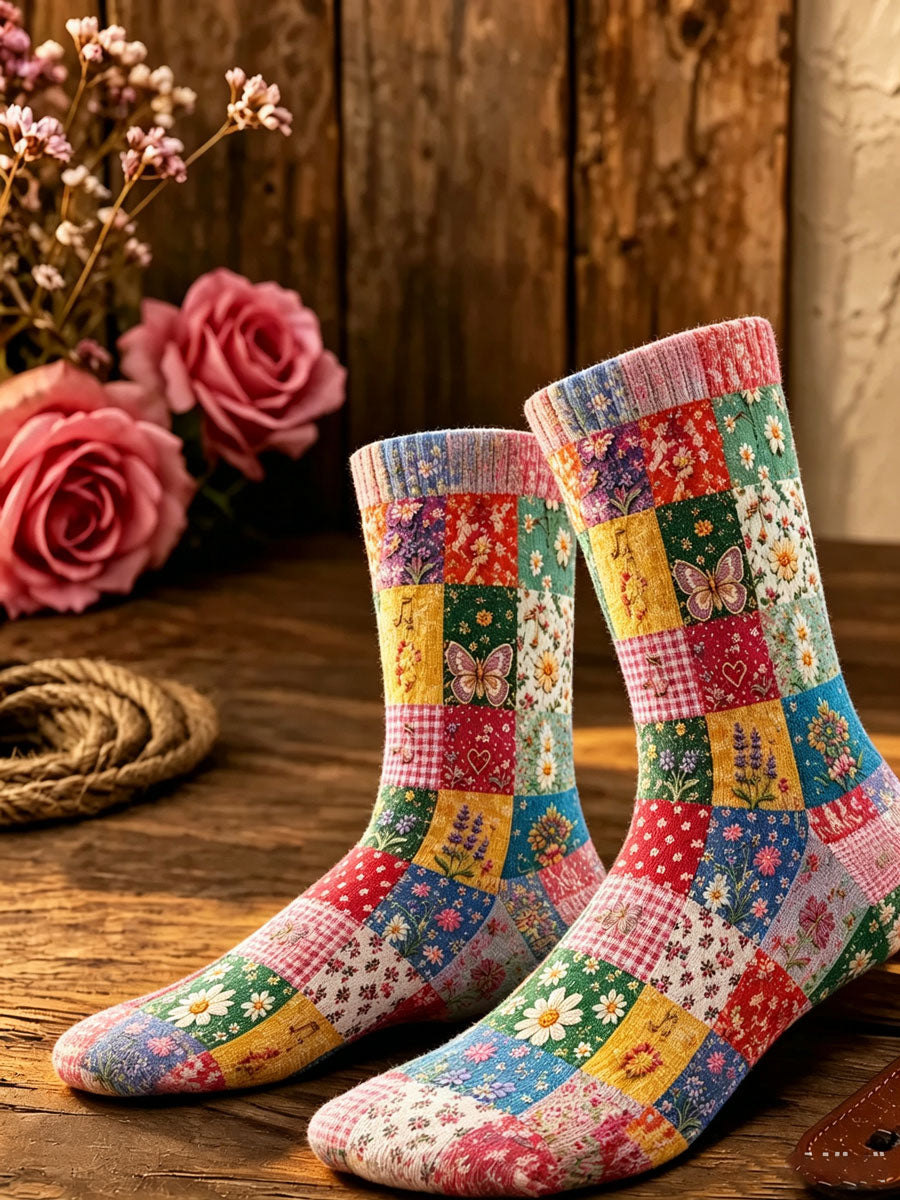 Women'S Floral Pattern Printed Socks