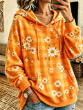 Women's Gingham Daisy Print Oversized Hoodie