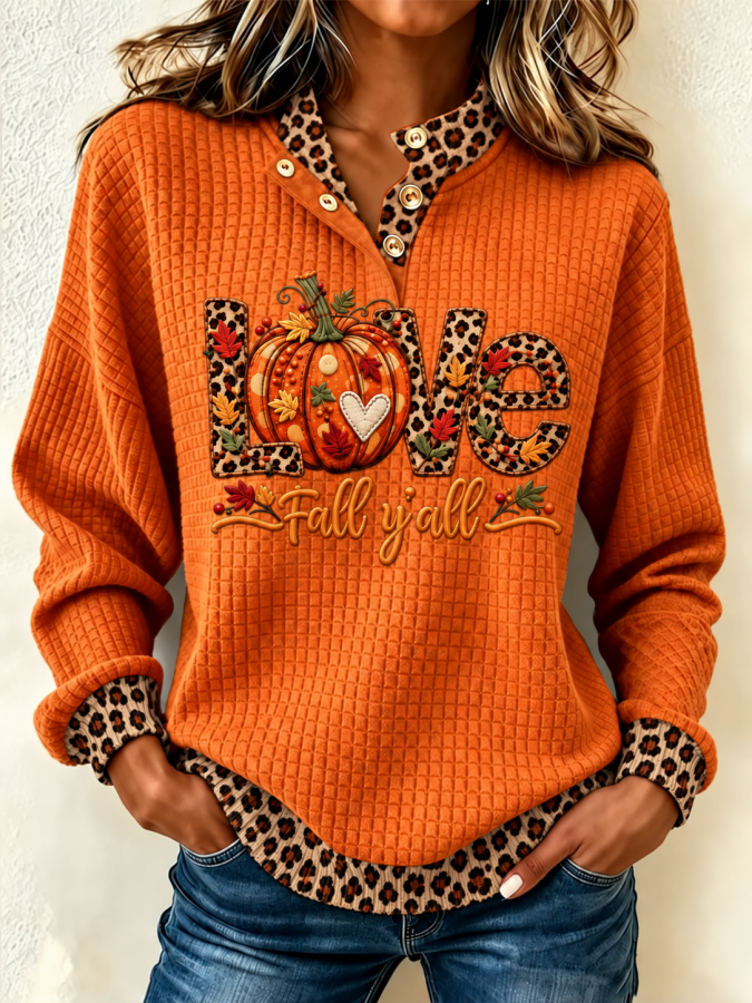 Women'S Pumpkin Printed Pullover Sweatshirt