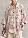 Women'S Butterfly Pattern Casual Sweater Long Cardigan