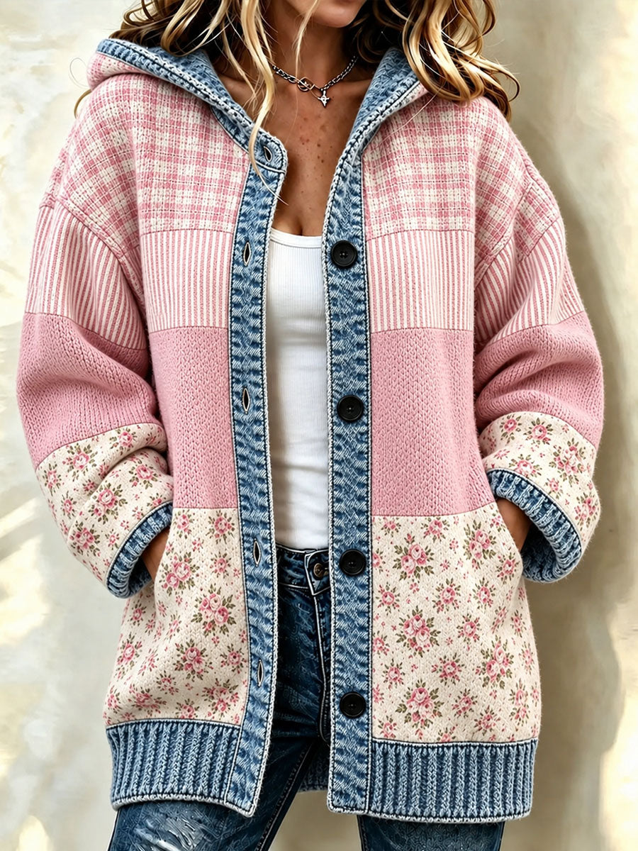Women's Patchwork Art Knitted Cardigan