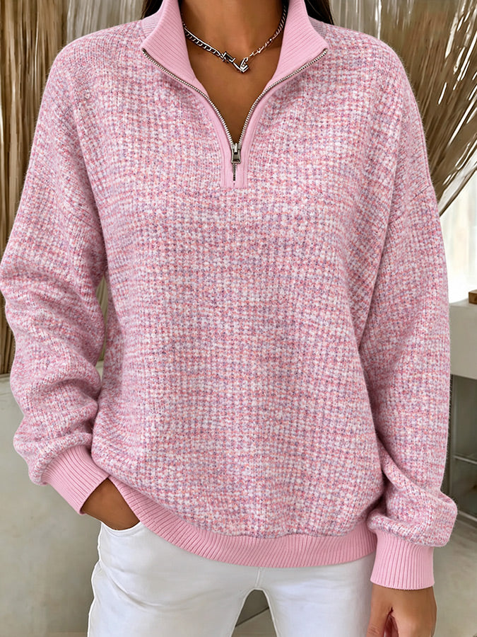 Women'S Breast Cancer Collared zip-up sweatshirt