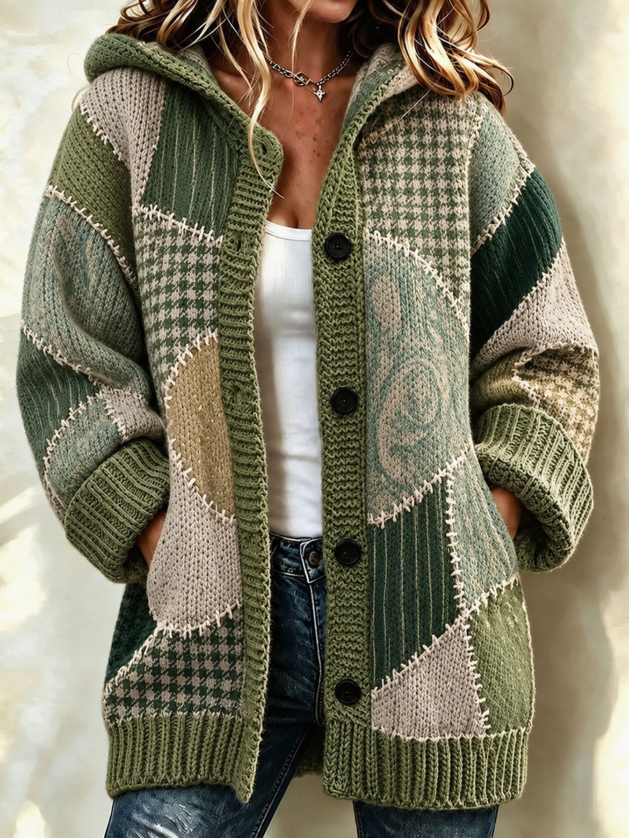 Women's Tennessee Country-Style Patchwork Knitted Cardigan