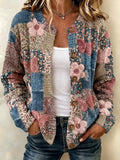 Women's Butterfly & Flower-Themed Knit Cardigan