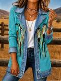 Women'S Western Horse Casual Striped Suit Jacket