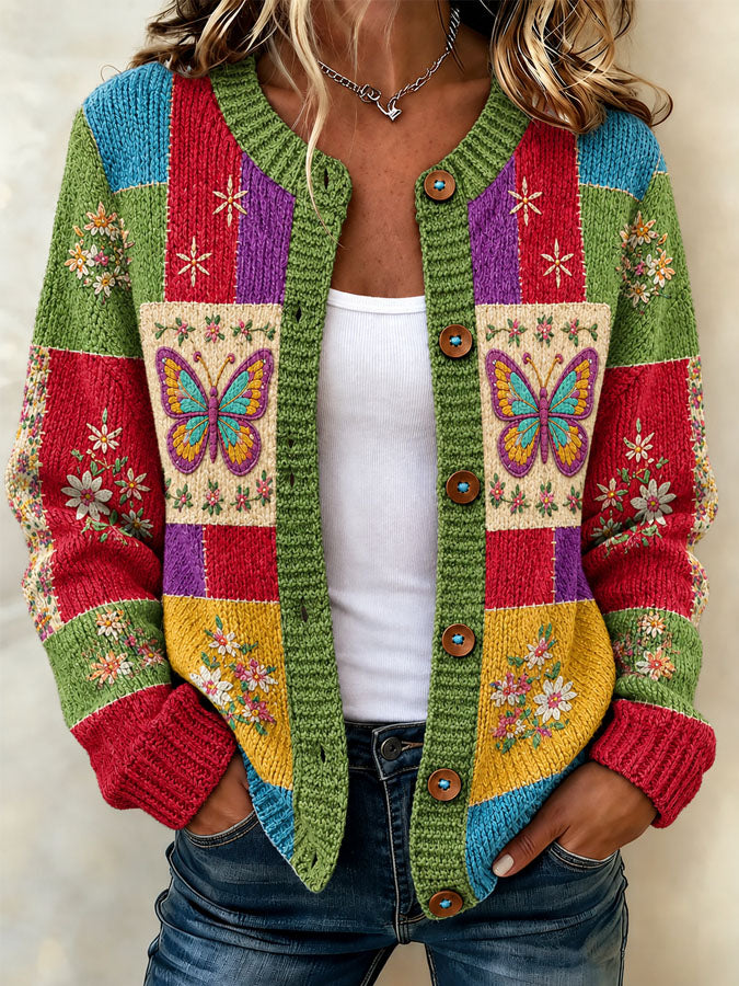 Women's Butterfly Art Design Knight Cardigan