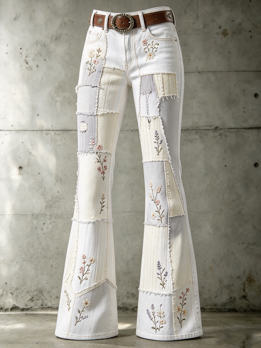 Women's Floral Pattern Jeans