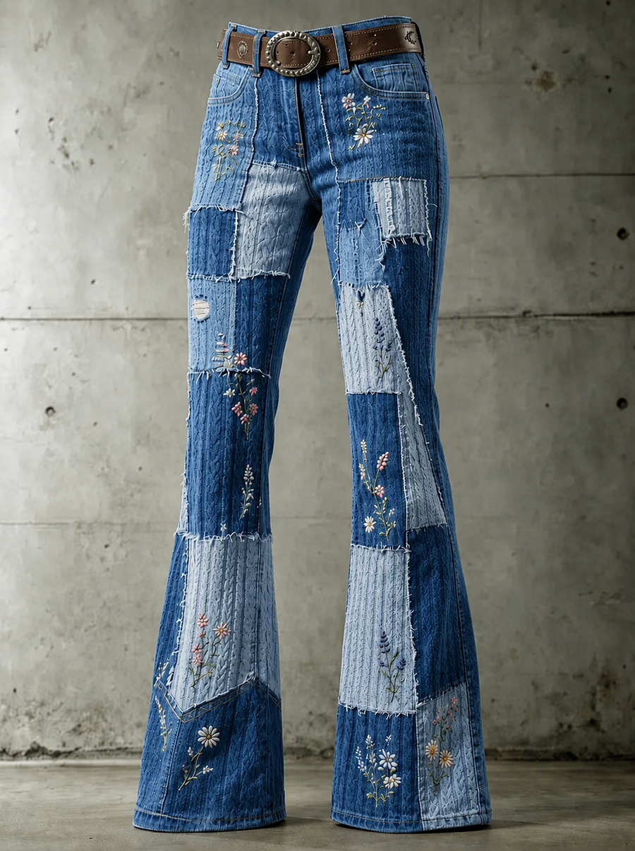 Women's Floral Pattern Jeans