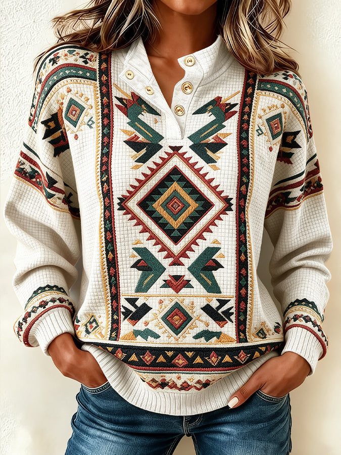 Women'S Aztec Printed Casual Top