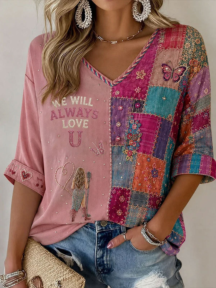Women'S Country Music Lover We Will Always Love U 925 Printed T-Shirt