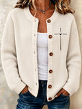 Women's Faith Cross Printed Knitted Cardigan