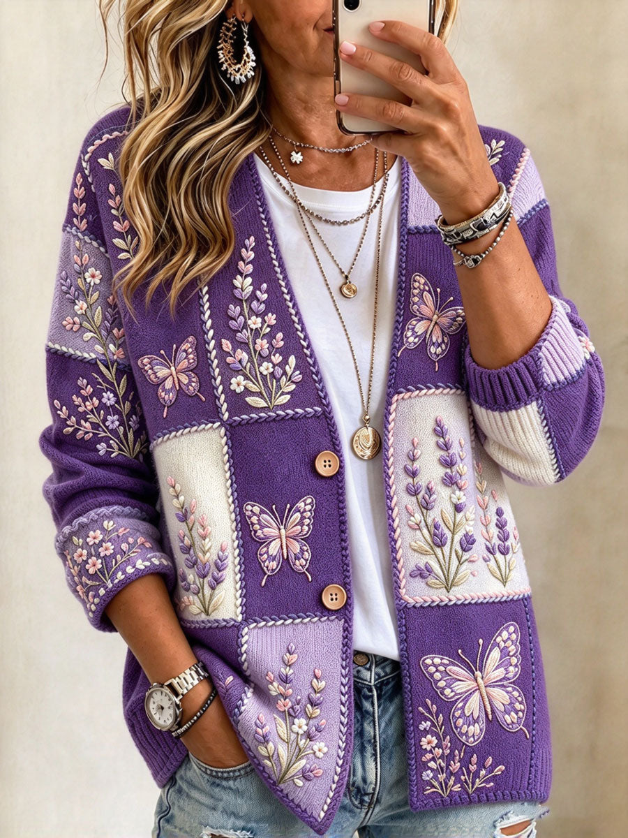 Women's Patchwork Art Knitted Cardigan