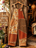 Women's Patchwork Floral Print Overalls