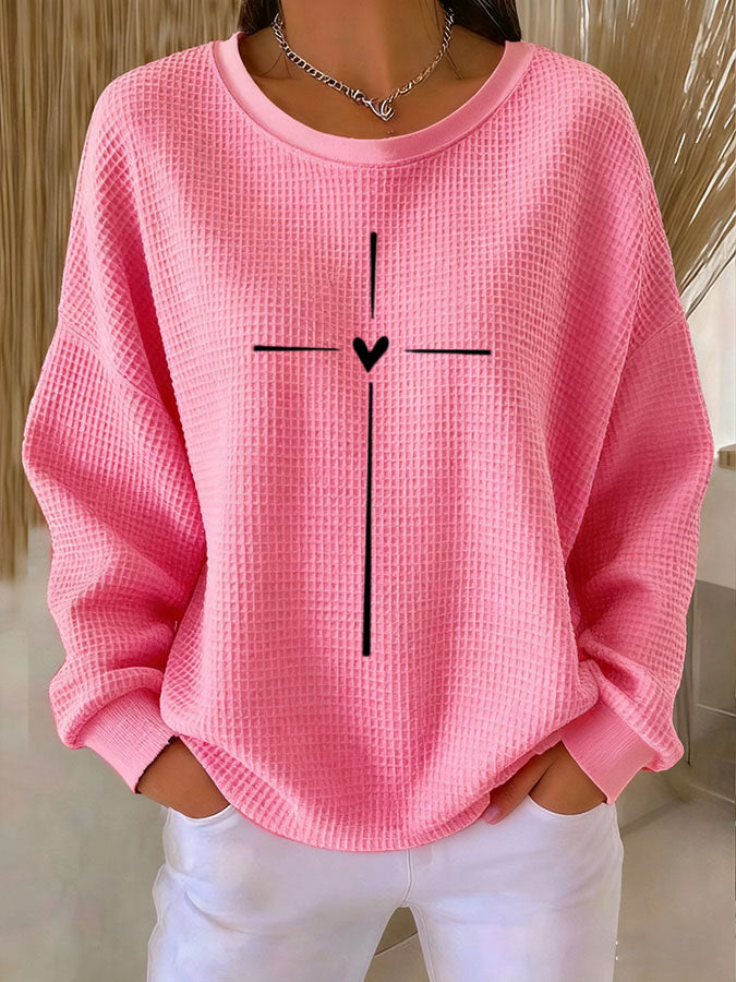 Women's Faith Cross Waffle Sweatshirt