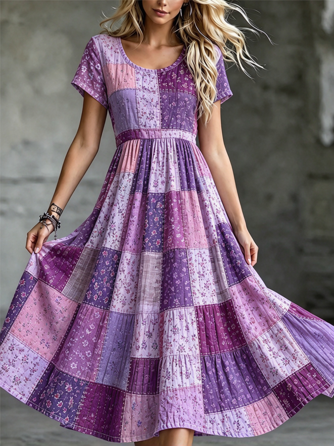 Women's Floral Print Round Neck Dress